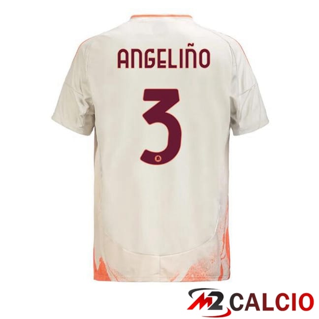 Maglie Calcio AS Roma (ANGELIÑO 3) Seconda Bianco 2024/2025
