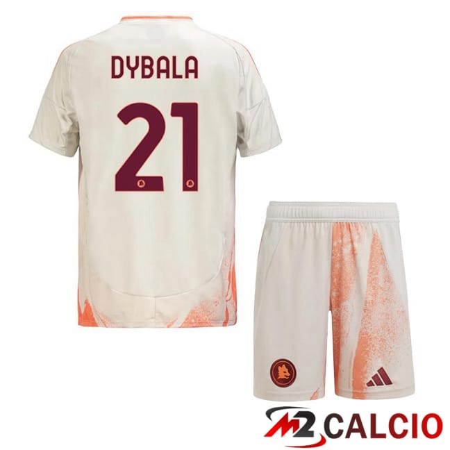 Maglie Calcio AS Roma (DYBALA 21) Bambino Seconda Bianco 2024/2025