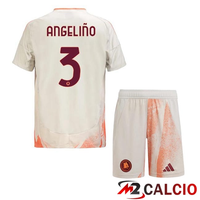 Maglie Calcio AS Roma (ANGELIÑO 3) Bambino Seconda Bianco 2024/2025
