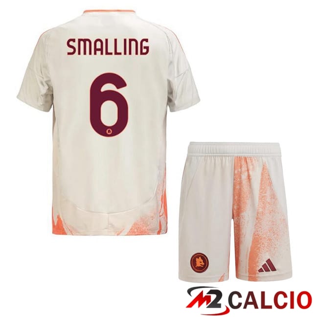 Maglie Calcio AS Roma (SMALLING 6) Bambino Seconda Bianco 2024/2025
