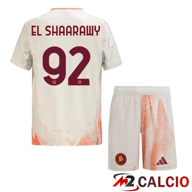 Maglie Calcio AS Roma (EL SHAARAWY 92) Bambino Seconda Bianco 2024/2025