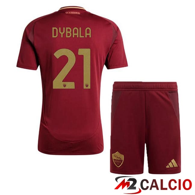Maglie Calcio AS Roma (DYBALA 21) Bambino Prima Rosso 2024/2025