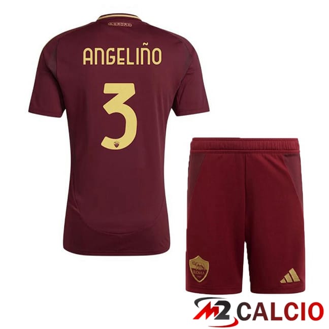 Maglie Calcio AS Roma (ANGELIÑO 3) Bambino Prima Rosso 2024/2025