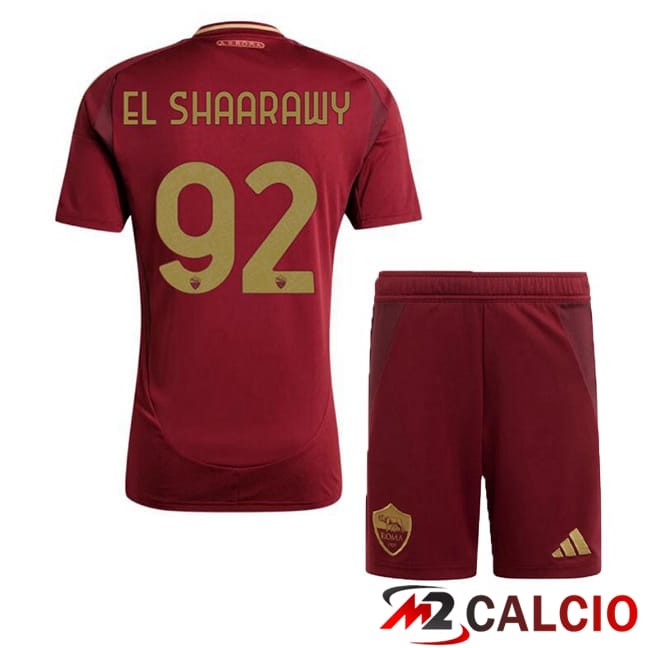 Maglie Calcio AS Roma (EL SHAARAWY 92) Bambino Prima Rosso 2024/2025