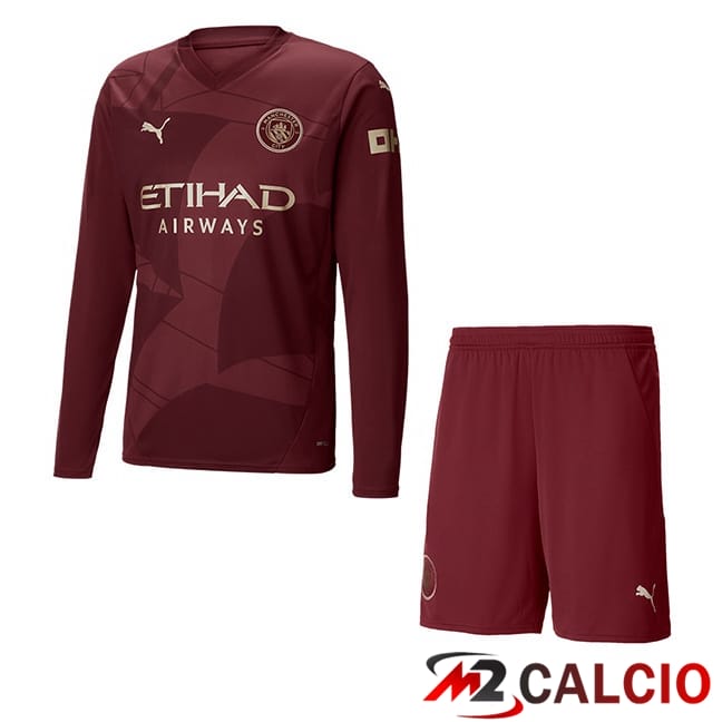 Maglie Calcio Manchester City Bambino Terza Manica Lunga Marrone 2024/2025