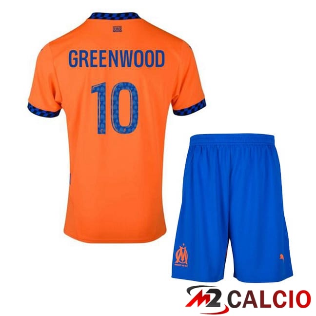 Maglie Calcio Marsiglia OM (GREENWOOD 10) Bambino Terza Arancia 2024/2025