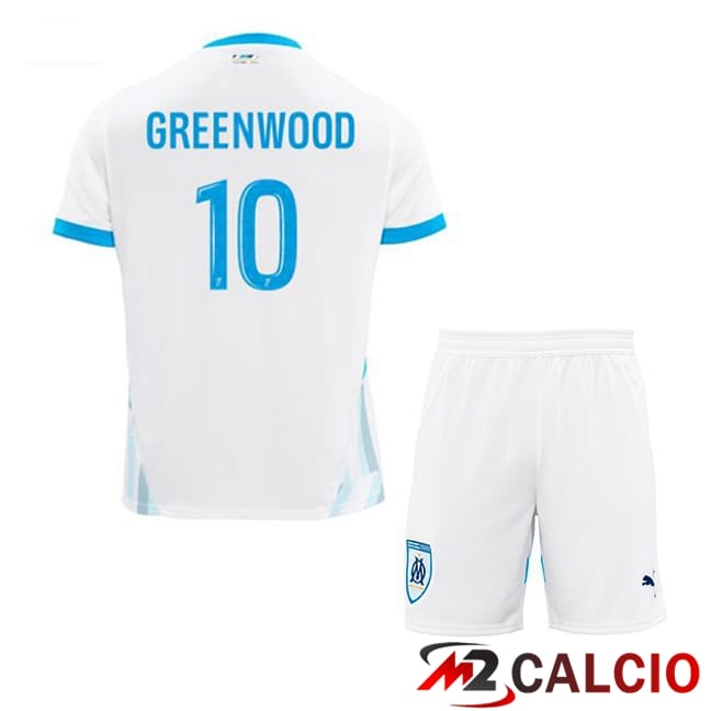 Maglie Calcio Marsiglia OM (GREENWOOD 10) Bambino Prima Bianco 2024/2025
