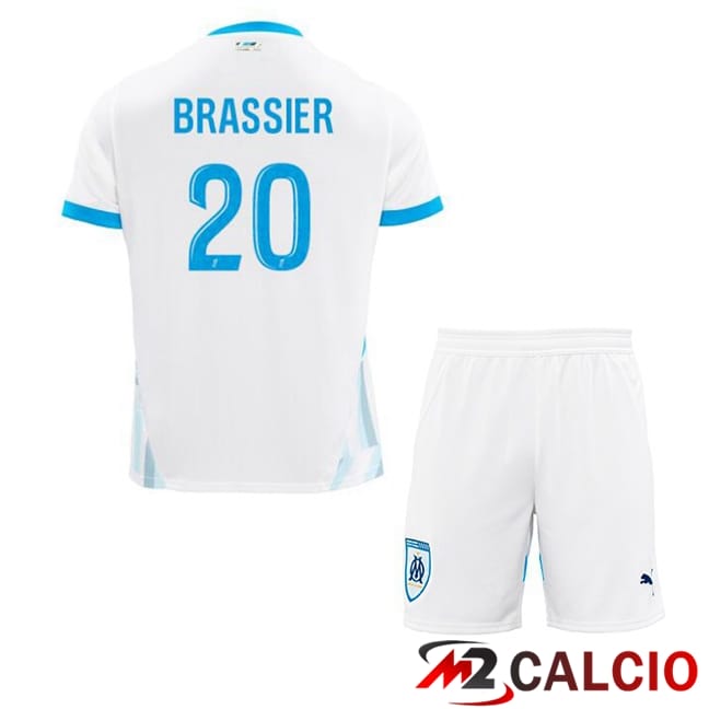 Maglie Calcio Marsiglia OM (BRASSIER 20) Bambino Prima Bianco 2024/2025