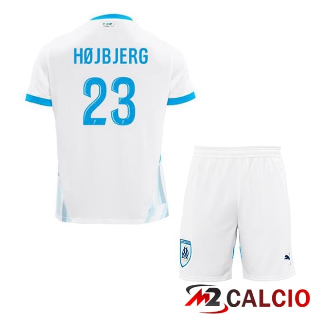 Maglie Calcio Marsiglia OM (HØJBJERG 23) Bambino Prima Bianco 2024/2025