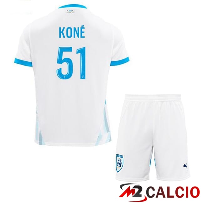 Maglie Calcio Marsiglia OM (KONÉ 51) Bambino Prima Bianco 2024/2025