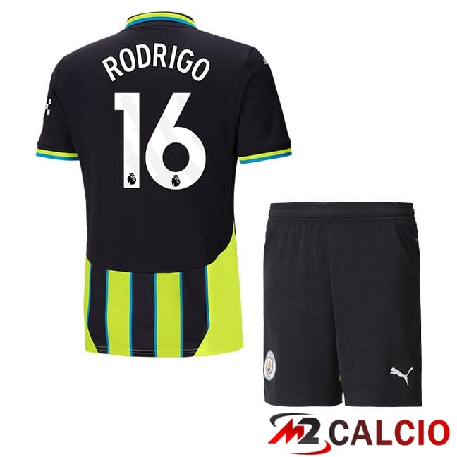 Maglie Calcio Manchester City (Rodrigo 16) Bambino Seconda Verde Nero 2024/2025