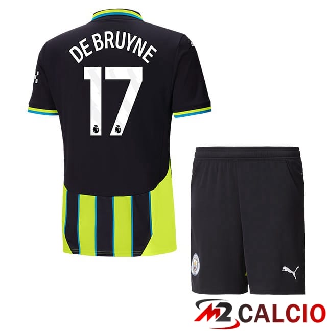 Maglie Calcio Manchester City (Kevin De Bruyne 17) Bambino Seconda Verde Nero 2024/2025