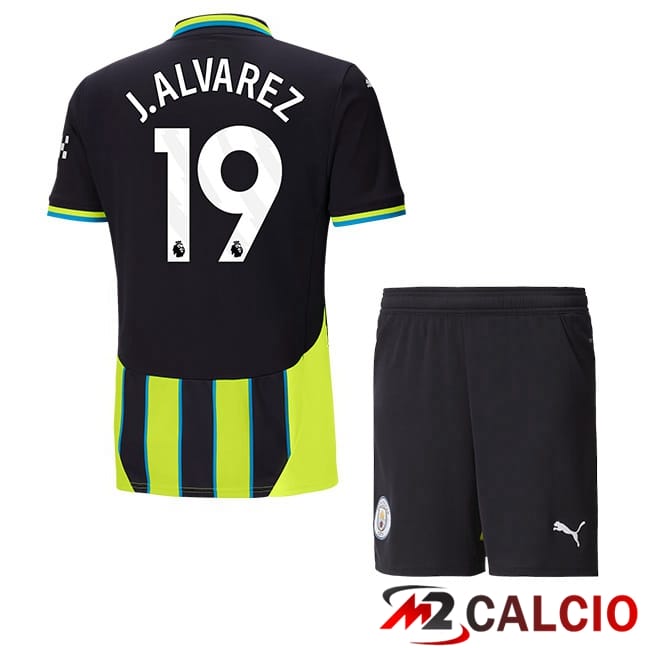Maglie Calcio Manchester City (Julián Álvarez 19) Bambino Seconda Verde Nero 2024/2025