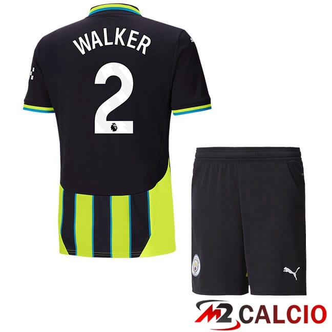 Maglie Calcio Manchester City (Kyle Walker 2) Bambino Seconda Verde Nero 2024/2025