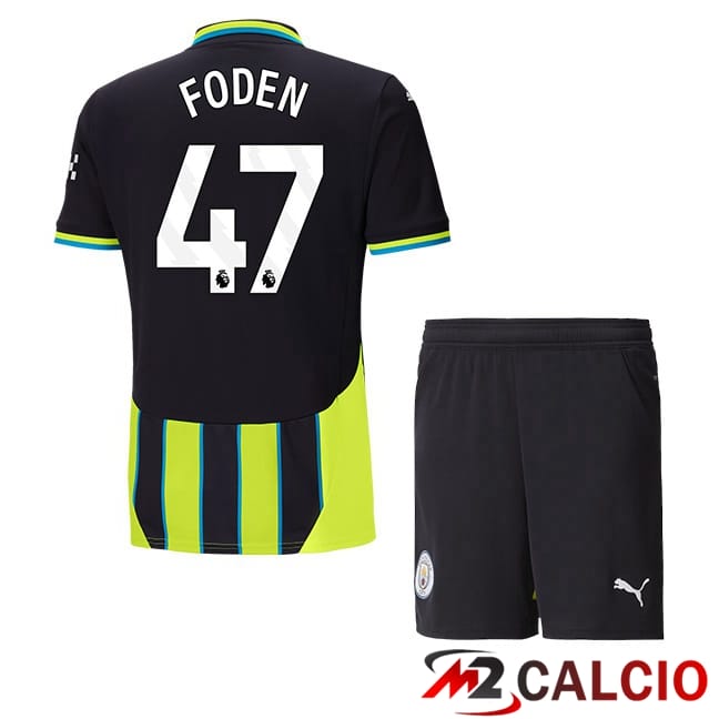 Maglie Calcio Manchester City (Phil Foden 47) Bambino Seconda Verde Nero 2024/2025