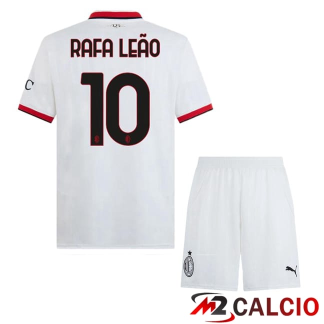 Maglie Calcio AC Milan (Rafa Leão 10) Bambino Seconda Bianco 2024/2025