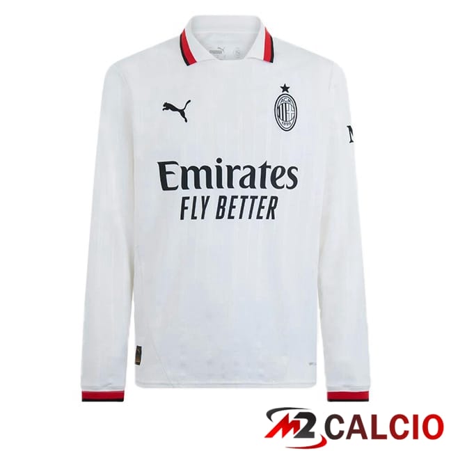Maglie Calcio AC Milan Seconda Manica Lunga Bianco 2024/2025