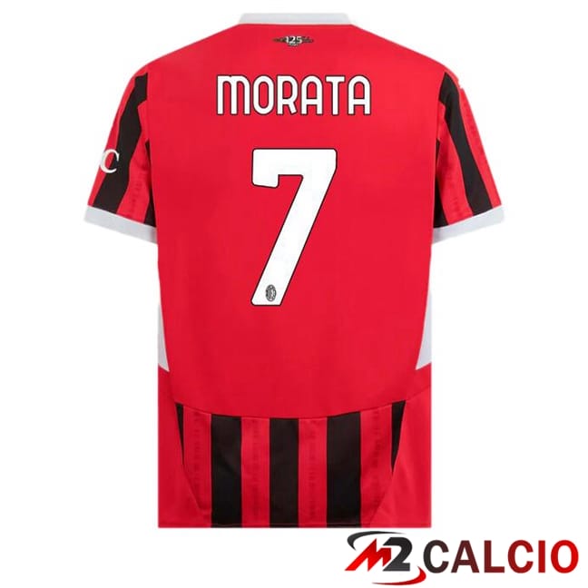 Maglie Calcio AC Milan (Morata 7) Prima Rosso Nero 2024/2025