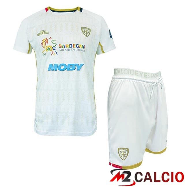 Maglie Calcio Cagliari Calcio Bambino Seconda Bianco 2024/2025