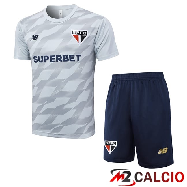 Insieme T Shirt Allenamento Sao Paulo FC + Pantaloncini Grigio 2024/2025