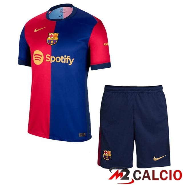 Maglie Calcio FC Barcellona Bambino Spotify Prima Blu Rosso 2024/2025