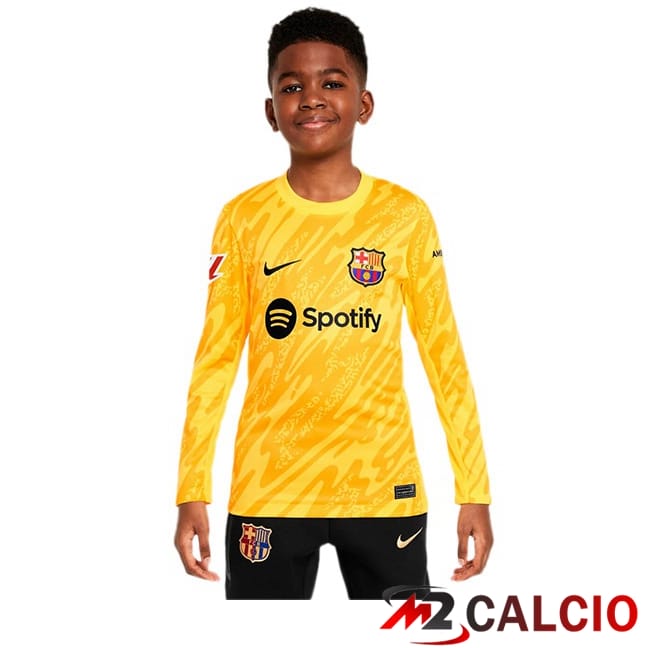 Maglie Calcio FC Barcellona Bambino Portiere Manica Lunga Spotify Giallo 2024/2025