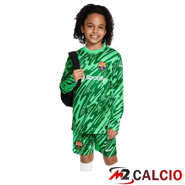 Maglie Calcio FC Barcellona Bambino Portiere Manica Lunga Spotify Verde 2024/2025