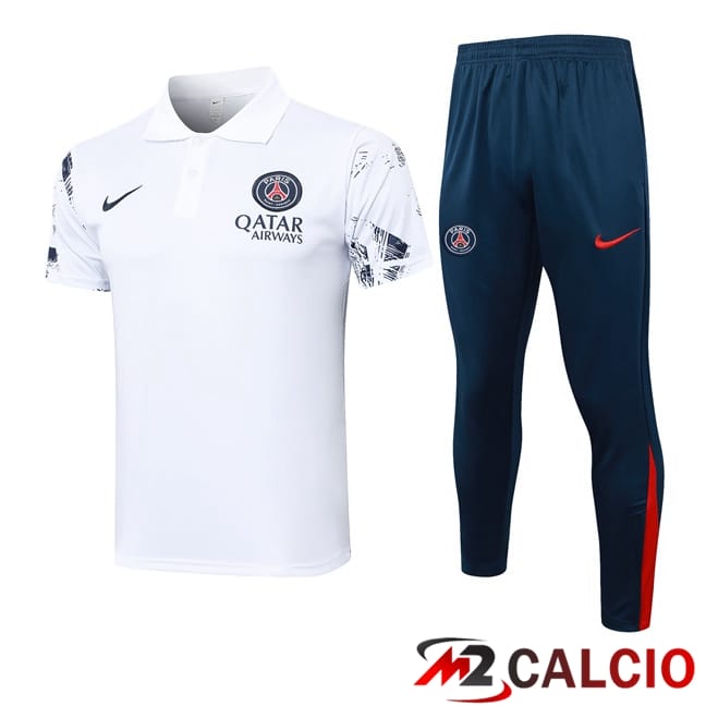 Insieme Polo Paris PSG + Pantaloni Bianco 2024/2025