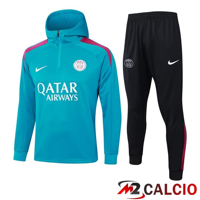 Tuta Calcio - Felpa Con Cappuccio Paris PSG Blu 2024/2025
