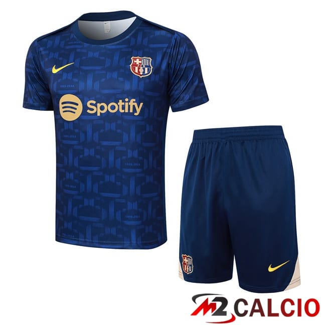 Insieme T Shirt Allenamento FC Barcellona + Pantaloncini Blu Reale 2024/2025
