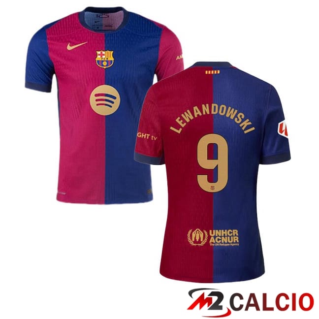 Maglie Calcio FC Barcellona (LEWANDOWSKI 9) Prima Blu Rosso 2024/2025