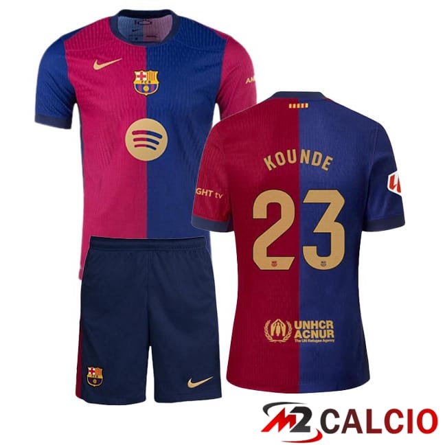 Maglie Calcio FC Barcellona (KOUNDE 23) Bambino Prima Blu Rosso 2024/2025