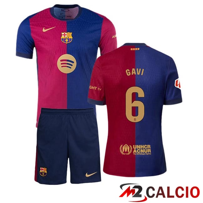 Maglie Calcio FC Barcellona (GAVI 6) Bambino Prima Blu Rosso 2024/2025