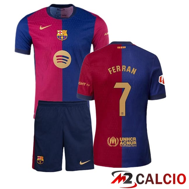 Maglie Calcio FC Barcellona (FERRAN 7) Bambino Prima Blu Rosso 2024/2025