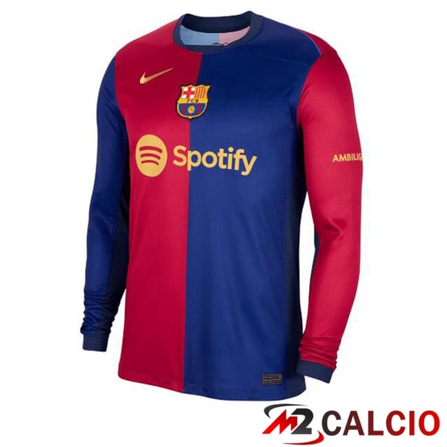 Maglie Calcio FC Barcellona Prima Manica Lunga Blu Rosso 2024/2025