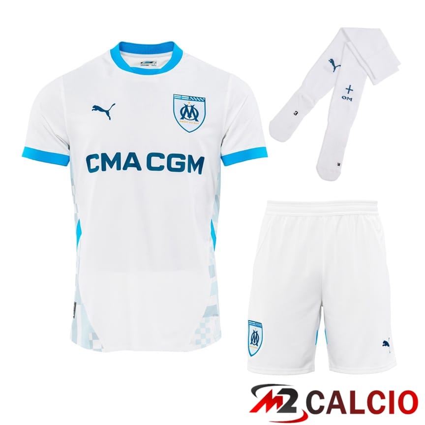 Insieme Maglie Calcio Marsiglia OM Prima (Pantaloncini + Calzini) 2024/2025