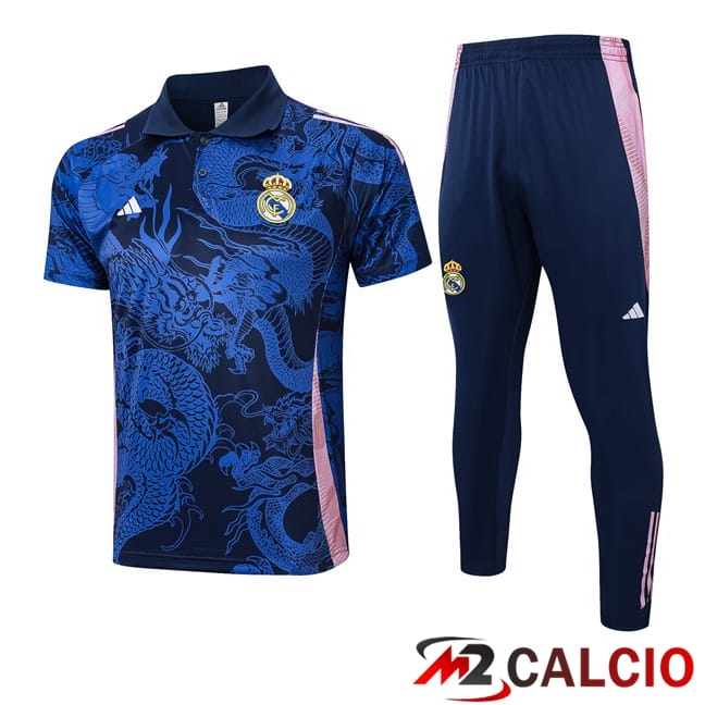 Insieme Polo Real Madrid + Pantaloni Blu Reale 2024/2025