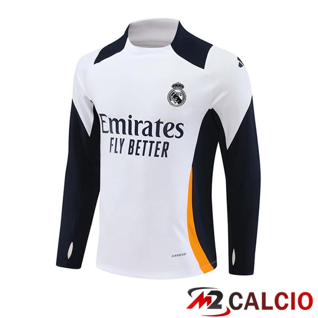 Felpa Allenamento Real Madrid Bianco Giallo 2024/2025