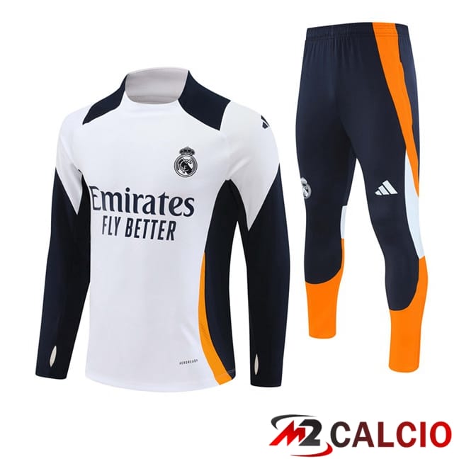 Insieme Tuta Calcio Real Madrid Bianco Giallo 2024/2025