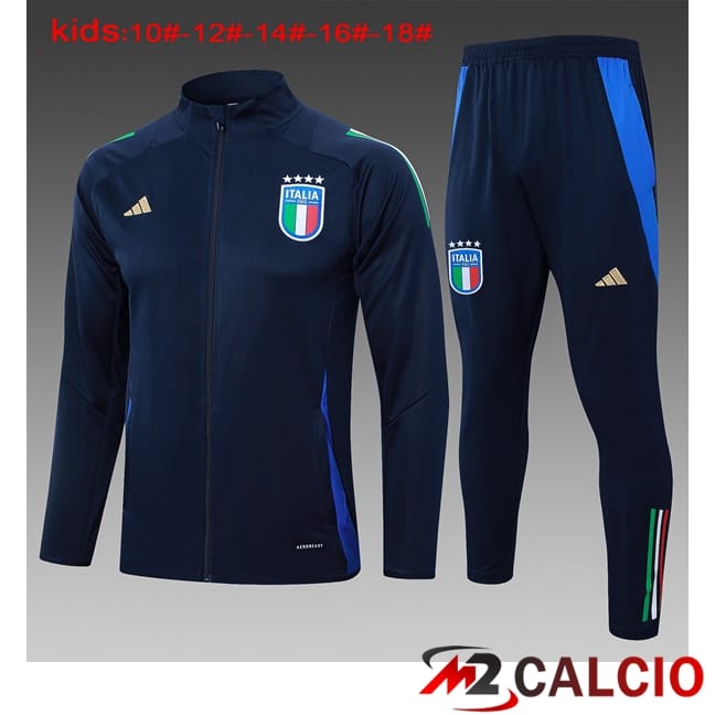 Insieme Tuta Calcio - Giacca Italia Bambino Blu Reale 2024/2025