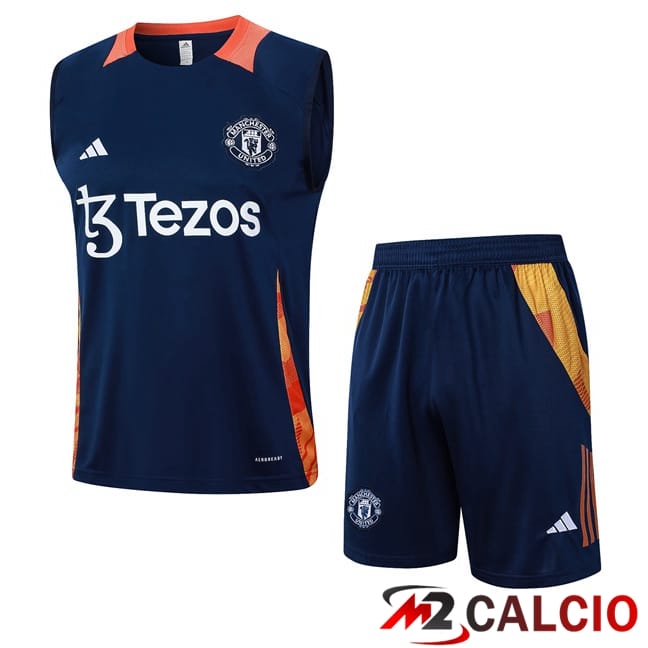 Canotta Allenamento Manchester United + Pantaloncini Blu Reale 2024/2025