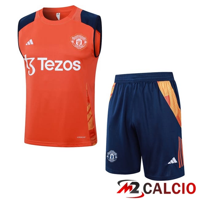 Canotta Allenamento Manchester United + Pantaloncini Arancia 2024/2025