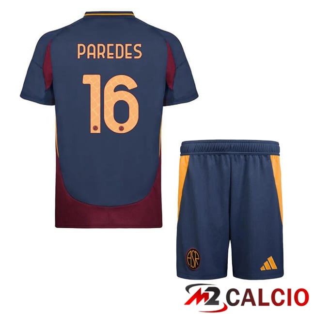 Maglie Calcio AS Roma (PAREDES 16) Bambino Terza Blu Reale 2024/2025