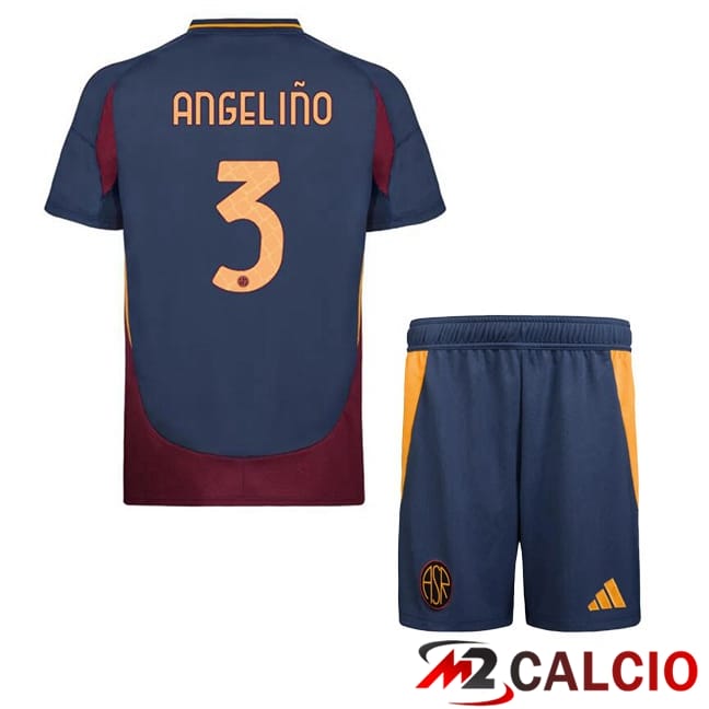 Maglie Calcio AS Roma (ANGELIÑO 3) Bambino Terza Blu Reale 2024/2025