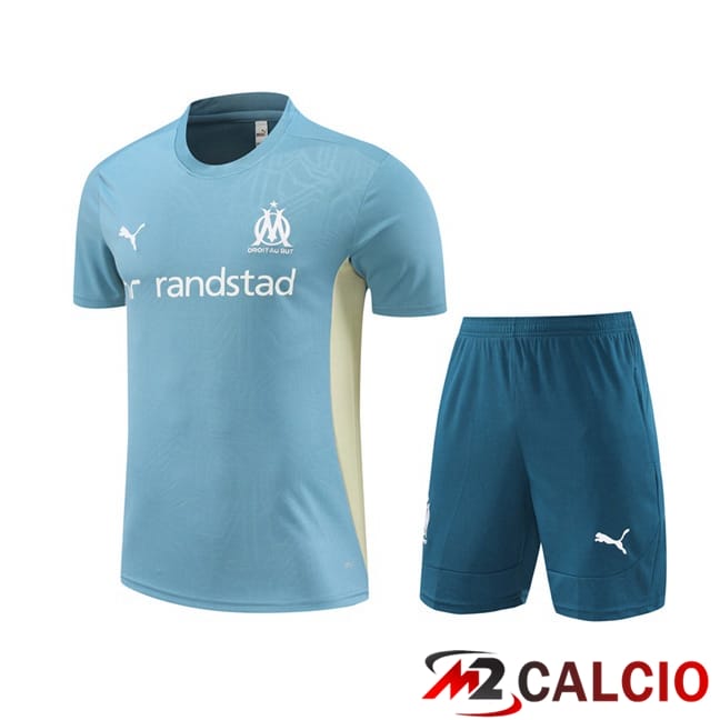 Insieme T Shirt Allenamento Marsiglia OM + Pantaloncini Blu 2024/2025