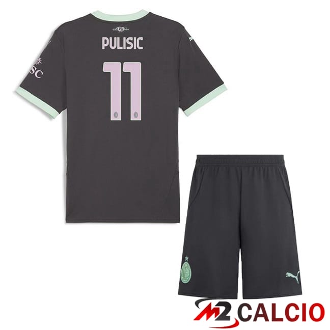 Maglie Calcio AC Milan (Pulisic 11) Bambino Terza Nero 2024/2025
