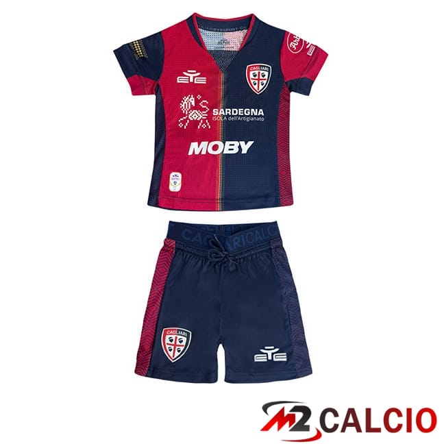 Maglie Calcio Cagliari Calcio Bambino Prima Blu Rosso 2024/2025