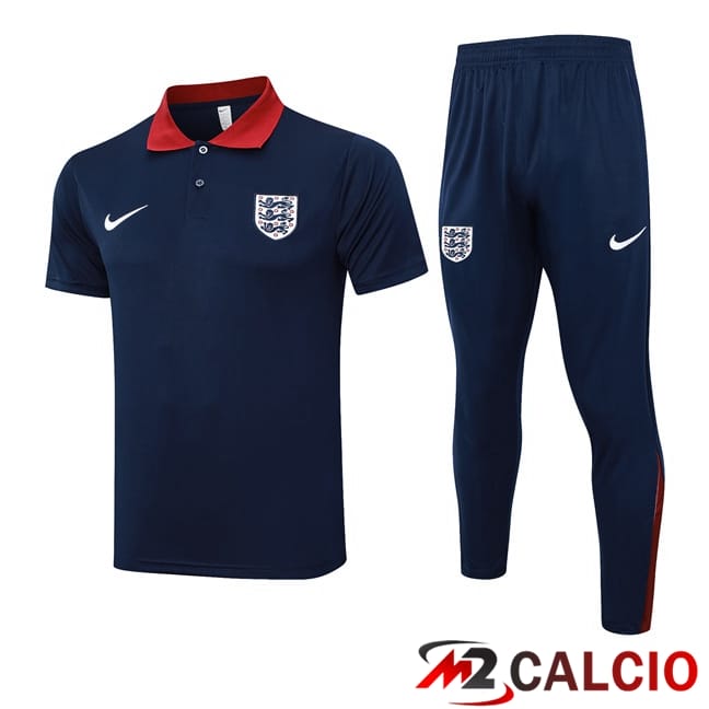 Insieme Polo Inghilterra + Pantaloni Blu Reale 2024/2025