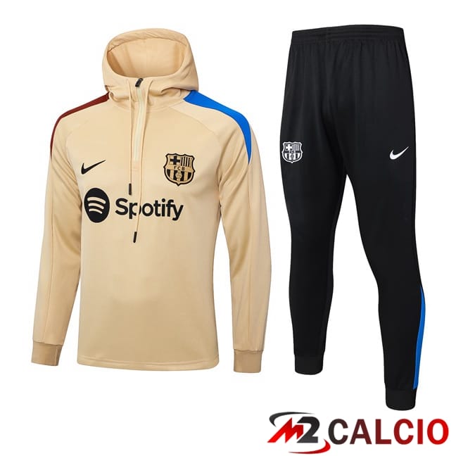 Tuta Calcio - Felpa Con Cappuccio FC Barcellona Giallo 2024/2025
