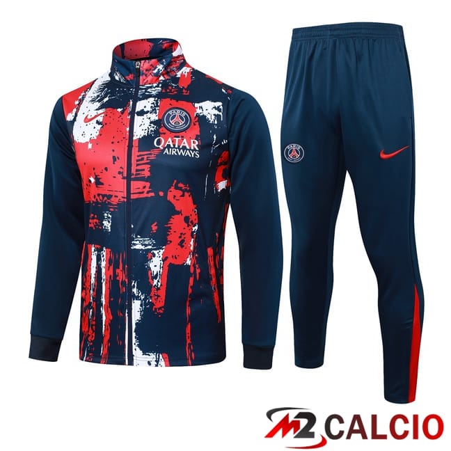 Insieme Tuta Calcio - Giacca Paris PSG Blu Reale Rosso 2024/2025